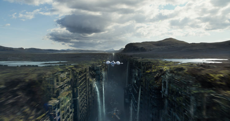 oblivion, Flight, Oblivion, Spaceship, Apocalyptic, City, Waterfall HD Wallpaper Desktop Background