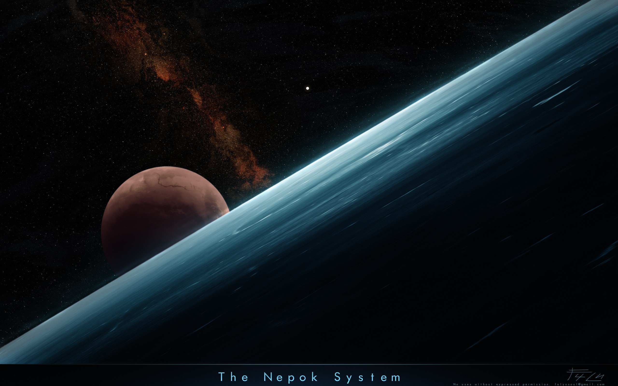 blue, Sun, Outer, Space, Stars, Galaxies, Planets, Orange, Fantasy, Art Wallpaper