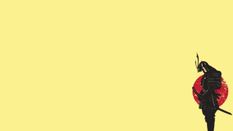 sunset, Japan, Minimalistic, Yellow, Samurai, Funny HD Wallpaper Desktop Background