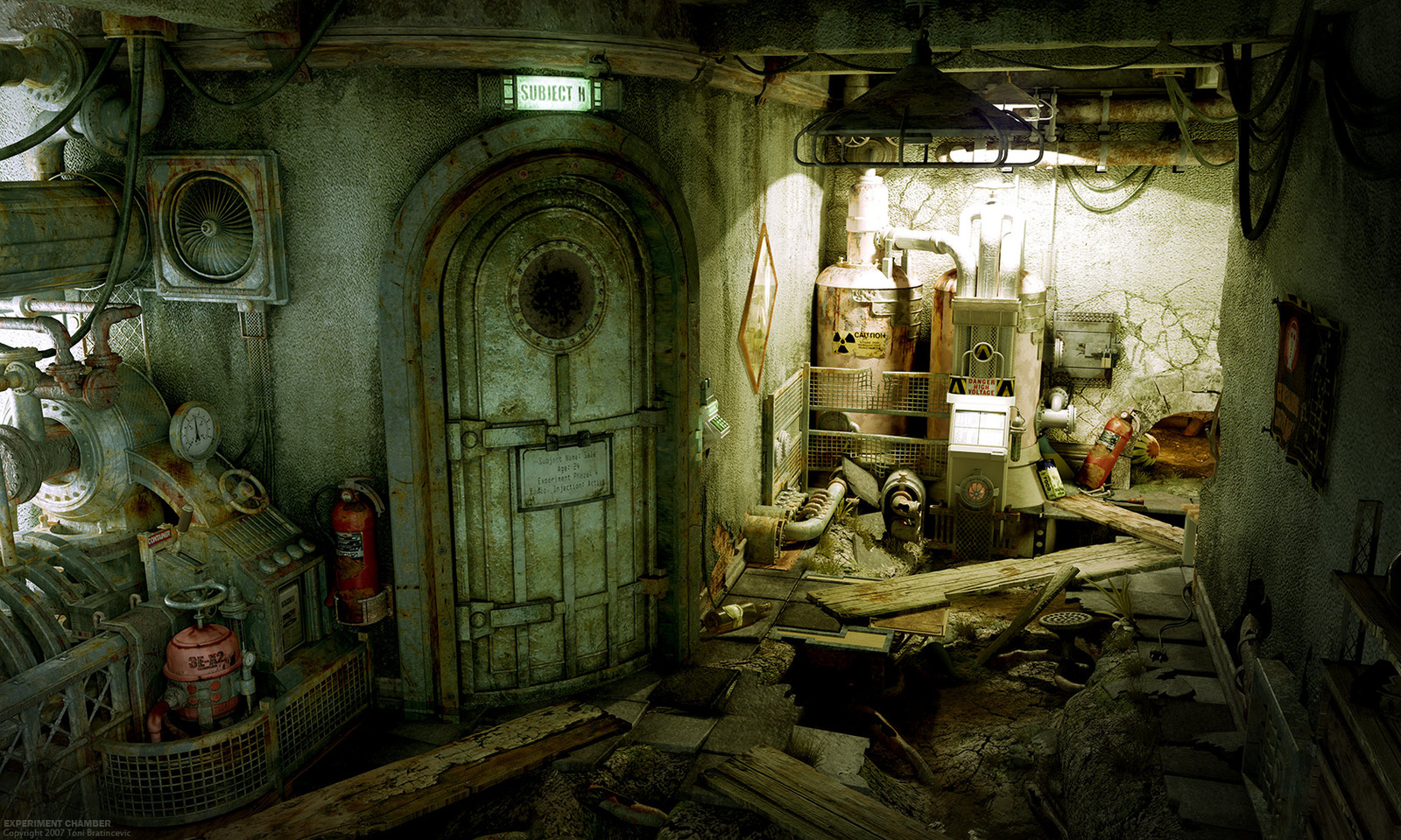 chamber, Experiment, Room, Ruins, Steampunk Wallpaper