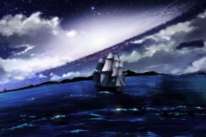 outer, Space, Galaxies, Ships, Fantasy, Art, Journey, Sea