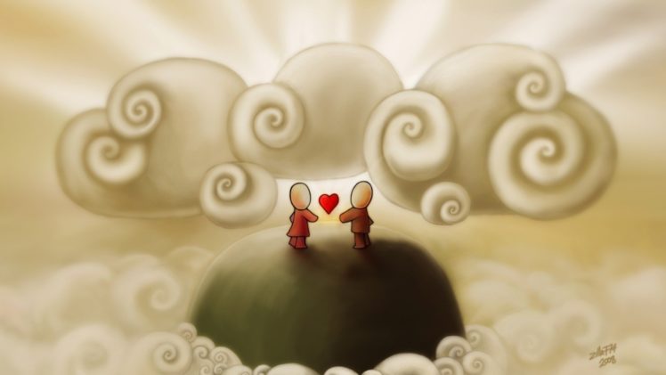 clouds, Love, Hearts HD Wallpaper Desktop Background