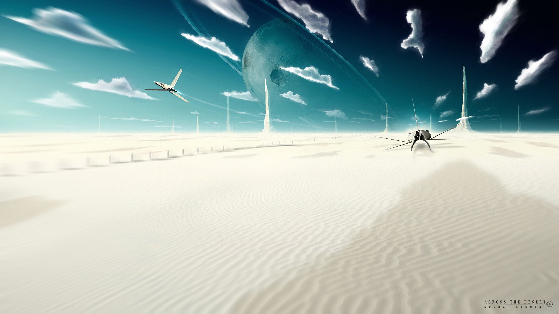 clouds, Aircraft, Sand, Deserts, Science, Fiction, Artwork, Fictional, Landscapes, Kuldar, Leement Wallpaper