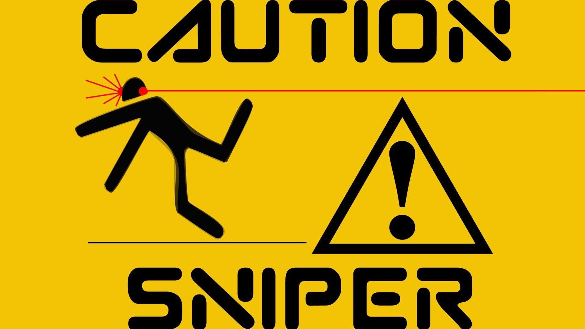 minimalistic, Funny, Caution, Sniper Wallpaper