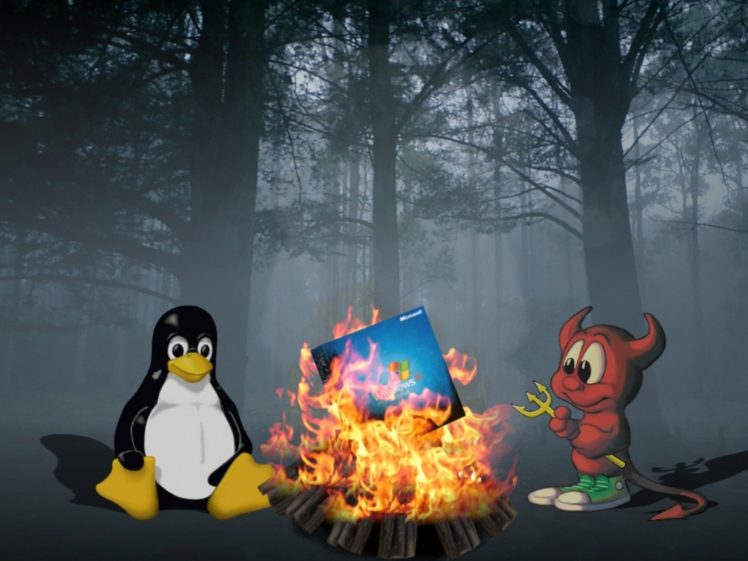linux, Funny, Windows, Xp, Freebsd, Camp, Fire, Burning HD Wallpaper Desktop Background