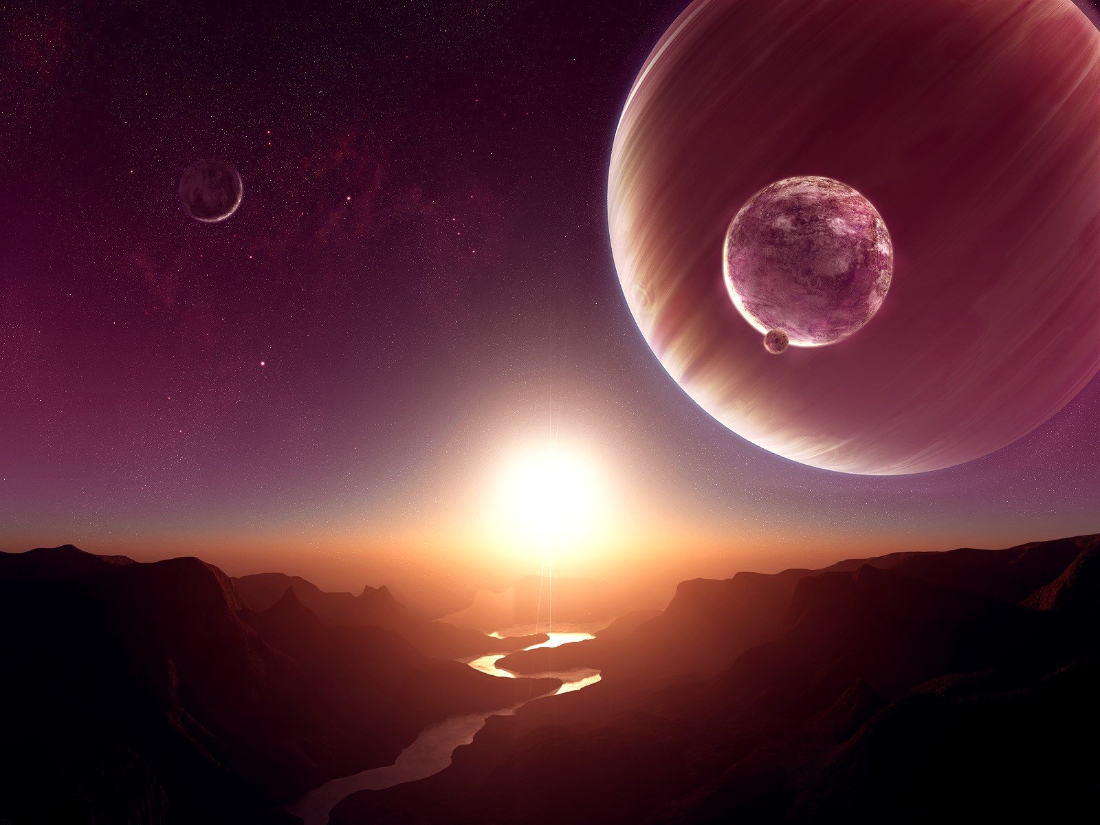 outer, Space, Horizon, Planets, Science, Fiction, Rivers, Moons Wallpaper