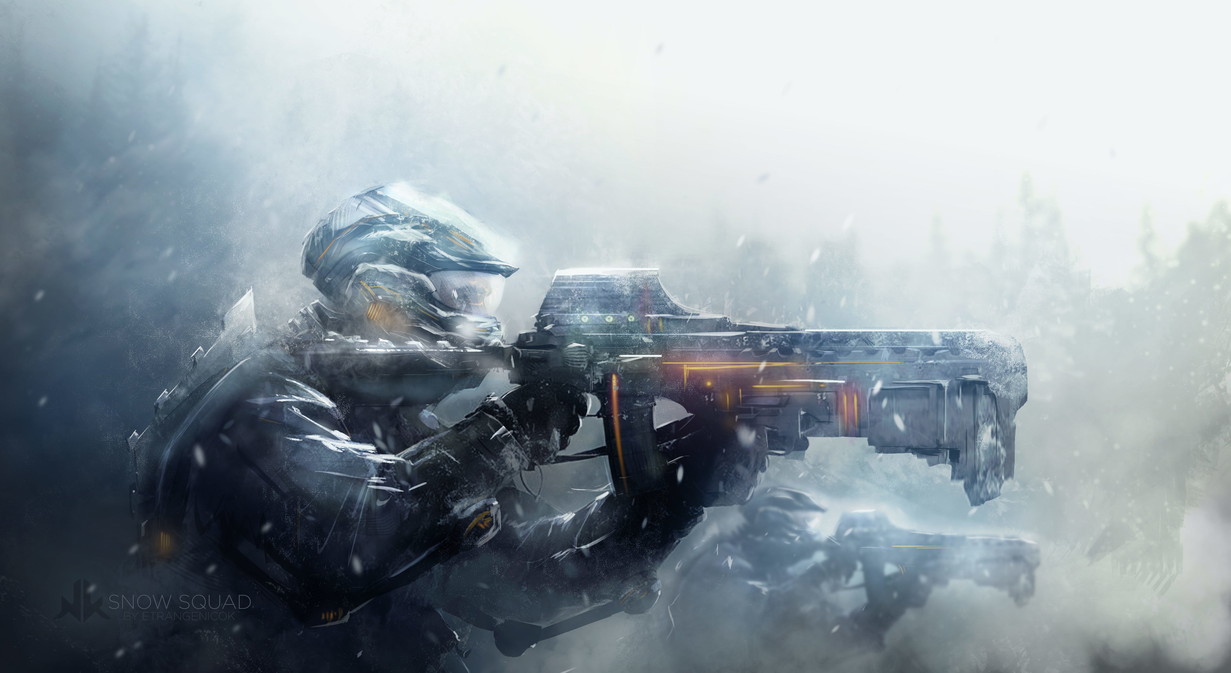 soldiers, War, Blizzard, Snow, Art, Warrior, Armor, Weapon, Gun Wallpaper