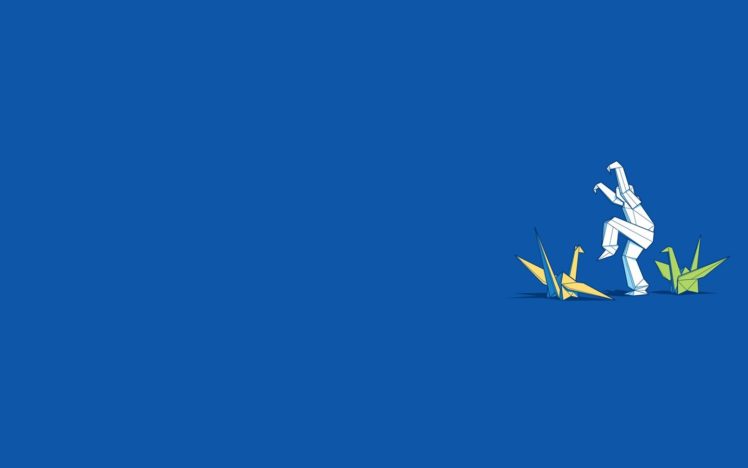 blue, Minimalistic, Origami, Funny, Swans, Blue, Background HD Wallpaper Desktop Background