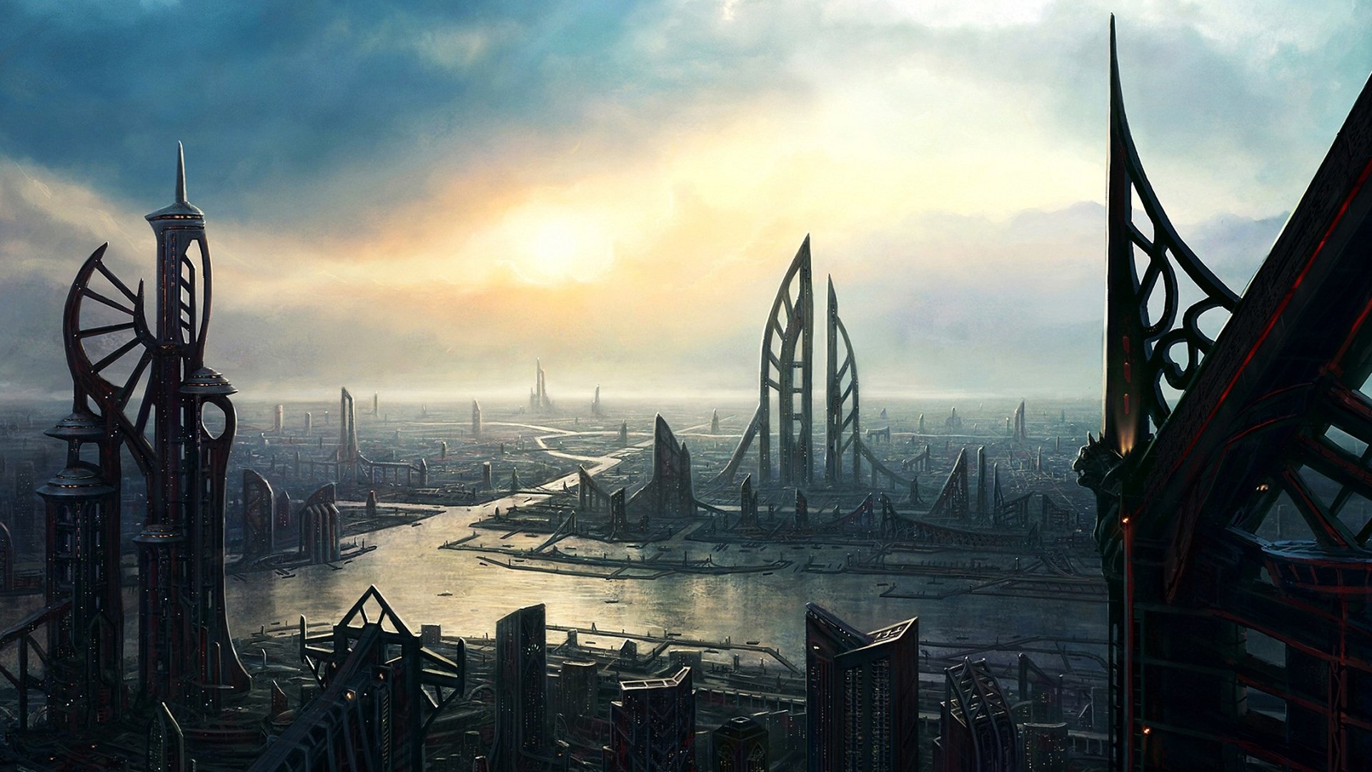 cityscapes, Futuristic, Fantasy, Art, Science, Fiction Wallpapers HD /  Desktop and Mobile Backgrounds, image size:1920x1080