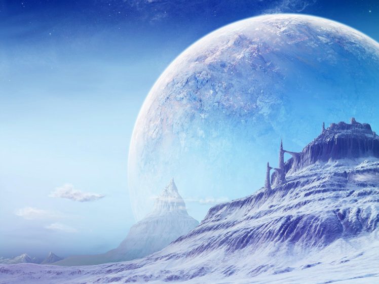 mountains, Snow, Outer, Space, Planets, Science, Fiction HD Wallpaper Desktop Background