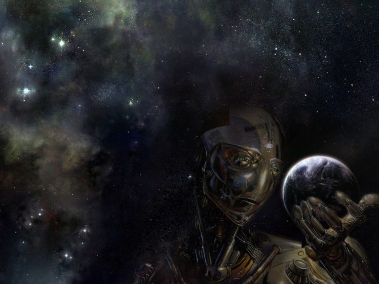 robot, Stars, Planets HD Wallpaper Desktop Background