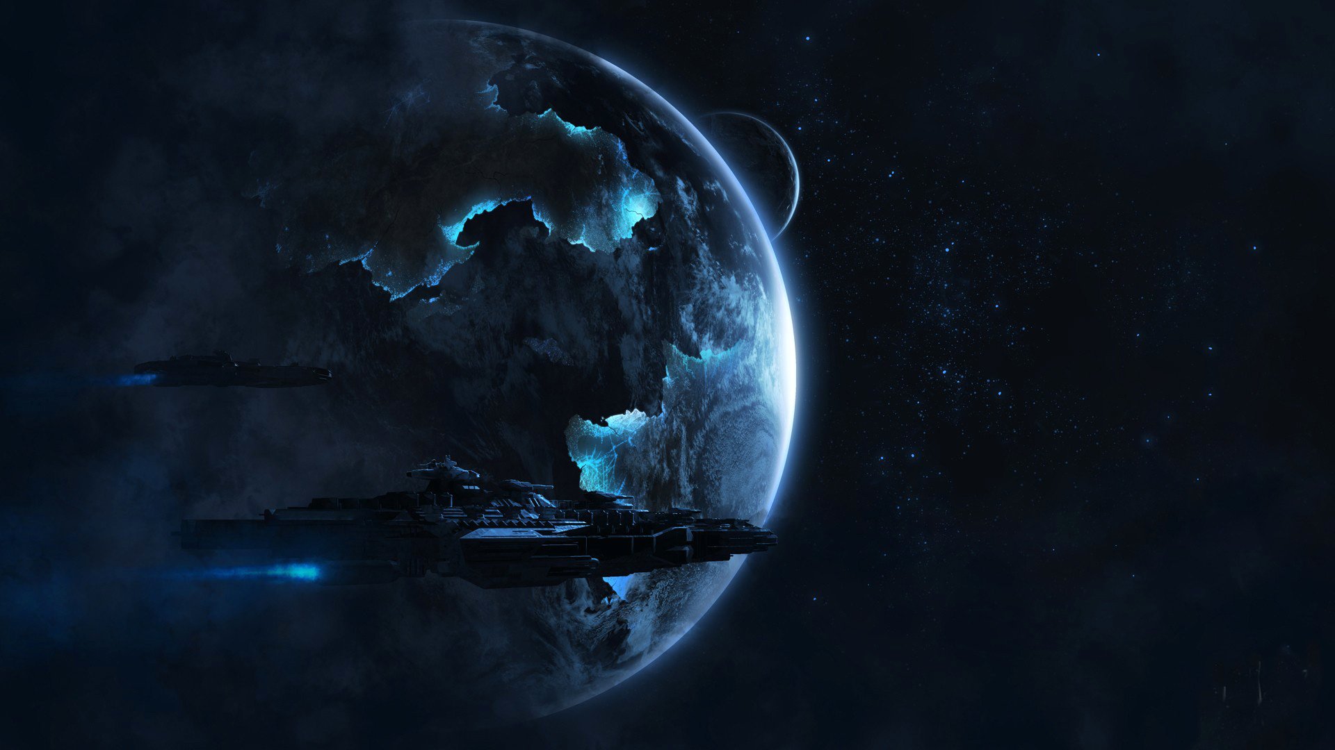ship, Star, Planet, Space, Spaceship Wallpaper