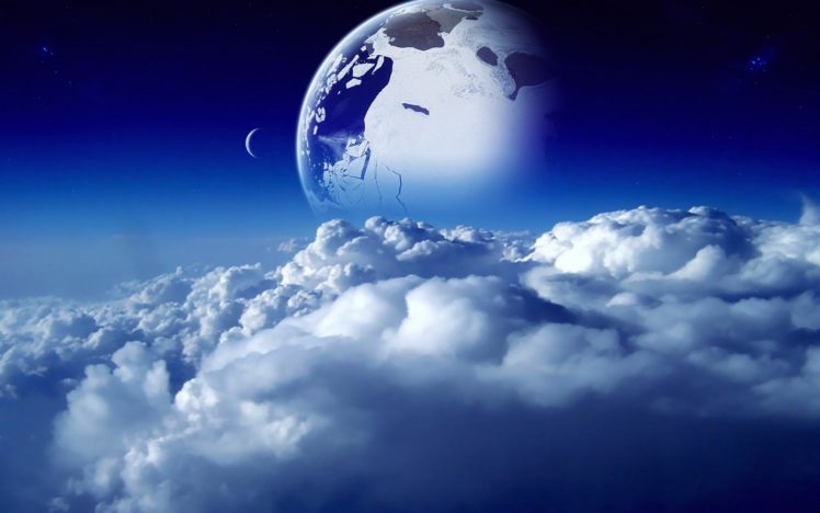 sci fi, Space, Nature, Clouds, Sky, Dream, Moon, Planets, Stars, Cg, Digital, Art HD Wallpaper Desktop Background
