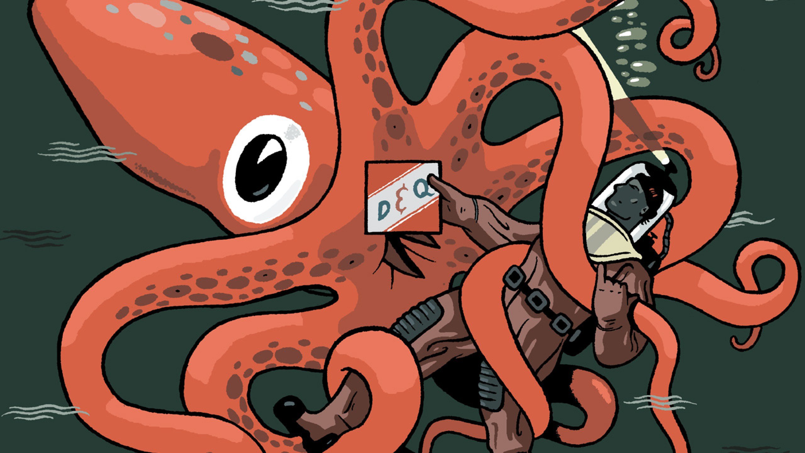 octopus, Sealife, Underwater, Ocean, Sea, Art, Artwork, Scuba, Dark.