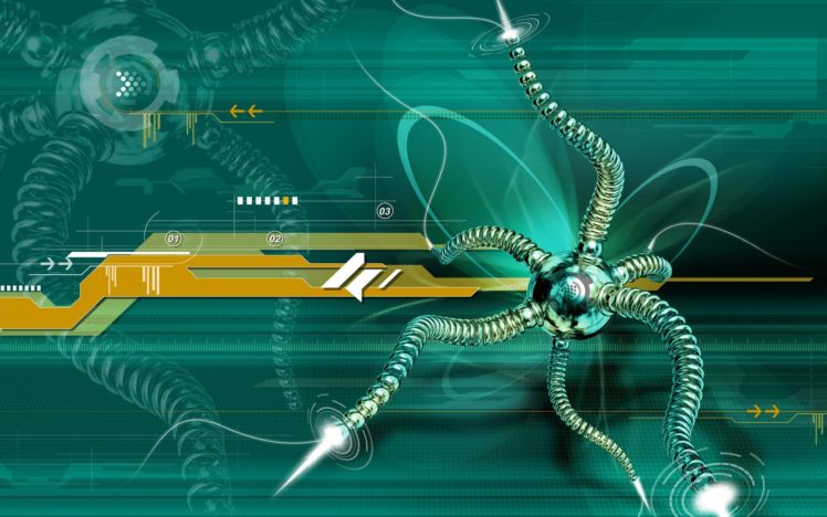 octopus, Sealife, Underwater, Ocean, Sea, Art, Artwork, Robot, Cyborg, Sci fi HD Wallpaper Desktop Background