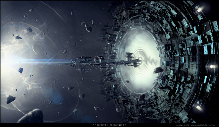 spaceship, Wormhole, Debris, Future HD Wallpaper Desktop Background