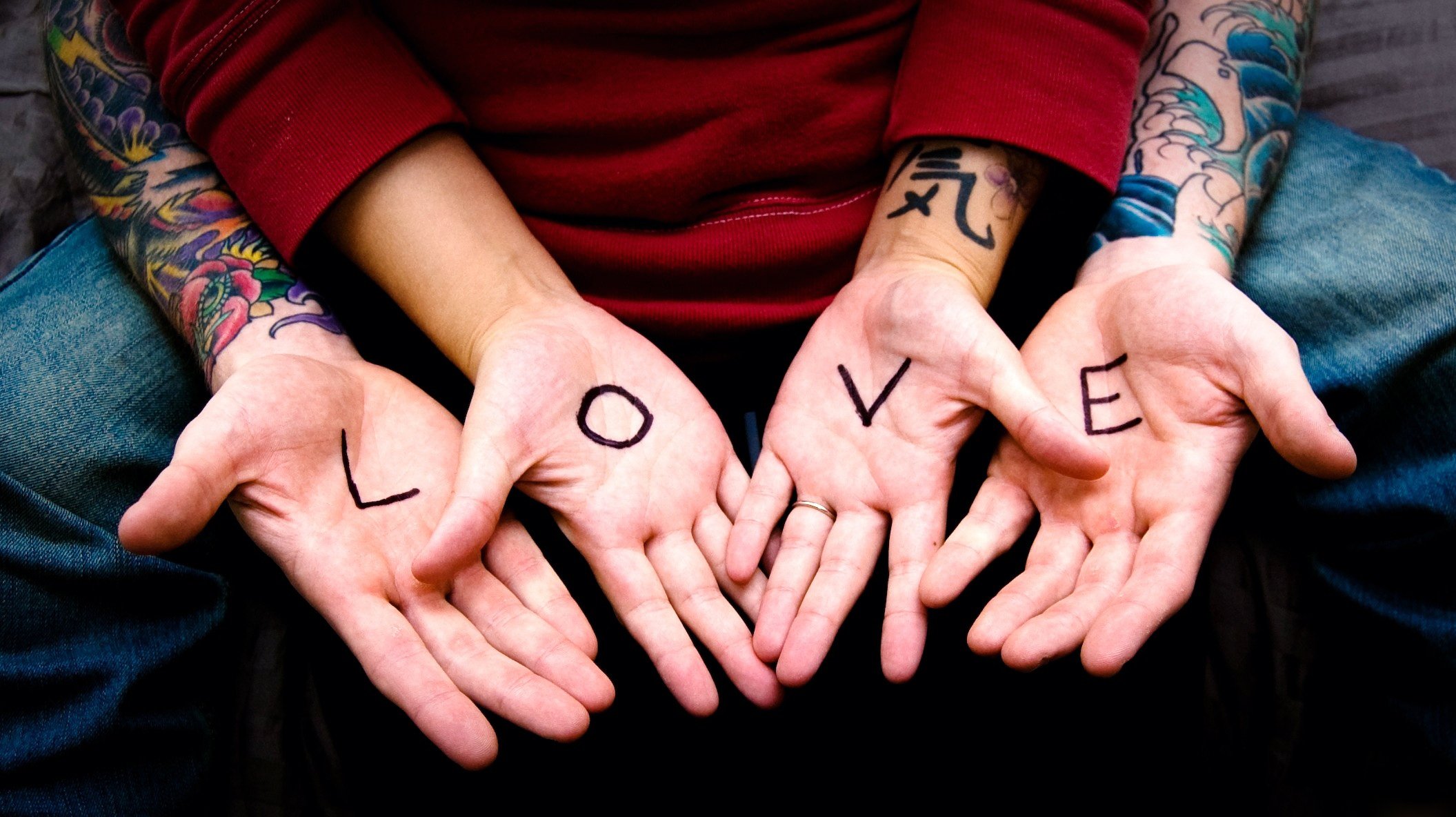 love, Letters, Hands, Guy, Girl, Tattoo Wallpaper
