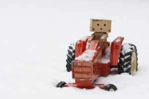 danbo, Tractor, Miniature, Snow, Winter, Humor, Amazon