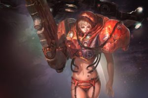 girl, Warrior, Armor, Weapons, Sexy, Panties, Feet, Space, Spaceship, Science, Fiction, Fantasy