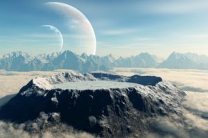 surface, Of, Planet, Space, Landscape, Sci fi, Crater, Mountains