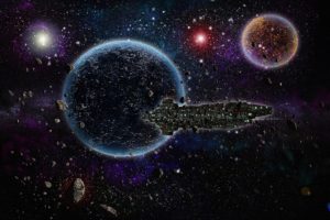technics, Planet, Asteroids, Stars, Ship, Fantasy, Space, Sci fi, Spaceship, Moon