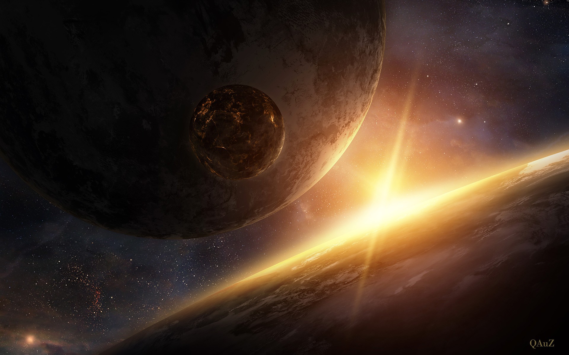 outer, Space, Planets, Digital, Art, Science, Fiction Wallpaper