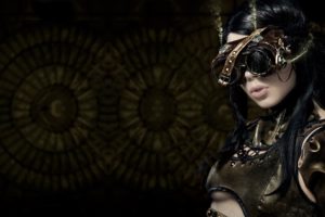 steampunk, Mechanical, Cleavage, Women, Females, Girls, Sexy, Babes, Gothic, Dark, Fantasy, Face, Eyes, Glasses, Goggles