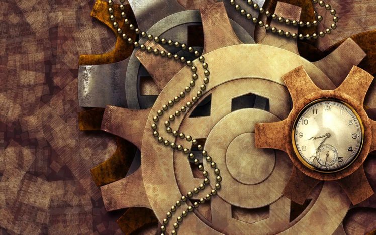 steampunk, Mechanical, Clock, Watch, Bokeh, Chain HD Wallpaper Desktop Background