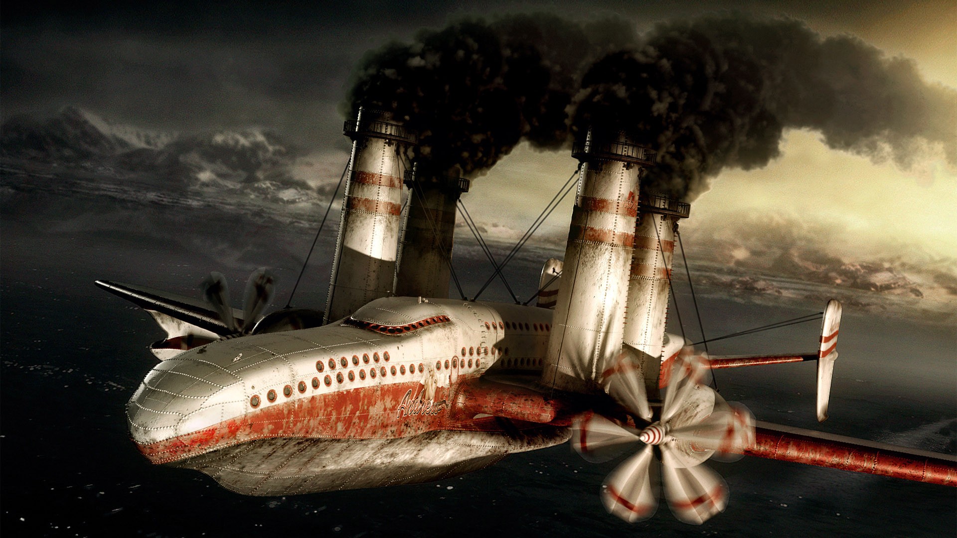 steampunk, Mechanical, Ships, Aircrafts, Airplane, Flight Wallpaper