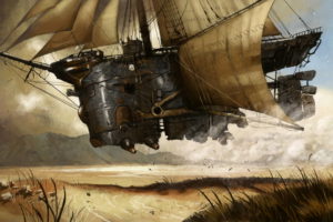 steampunk, Mechanical, Ships, Boats