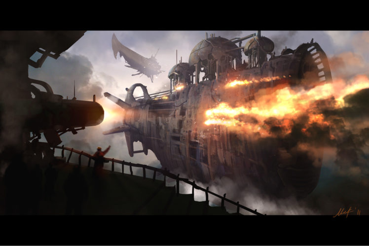 steampunk, Mechanical, Ships, Boats, Weapons, Guns, Battle HD Wallpaper Desktop Background