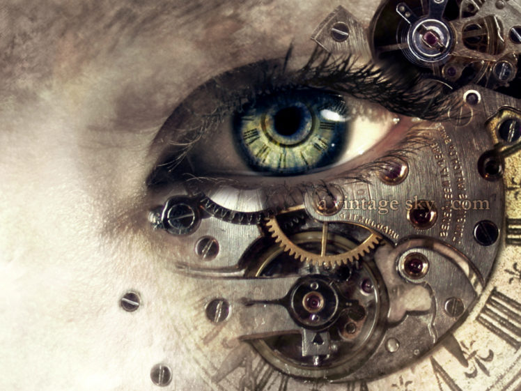 steampunk, Cyborg, Eyes, Gear, Cogs HD Wallpaper Desktop Background