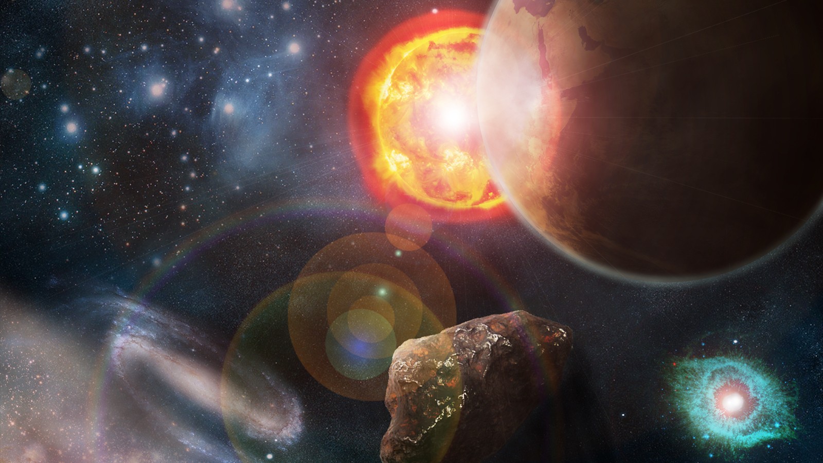 sun, Outer, Space, Stars, Futuristic, Galaxies, Planets, Collision Wallpaper