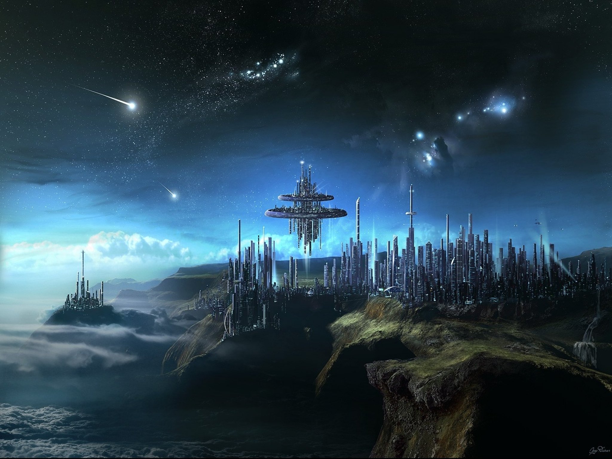 sci fi anime landscape