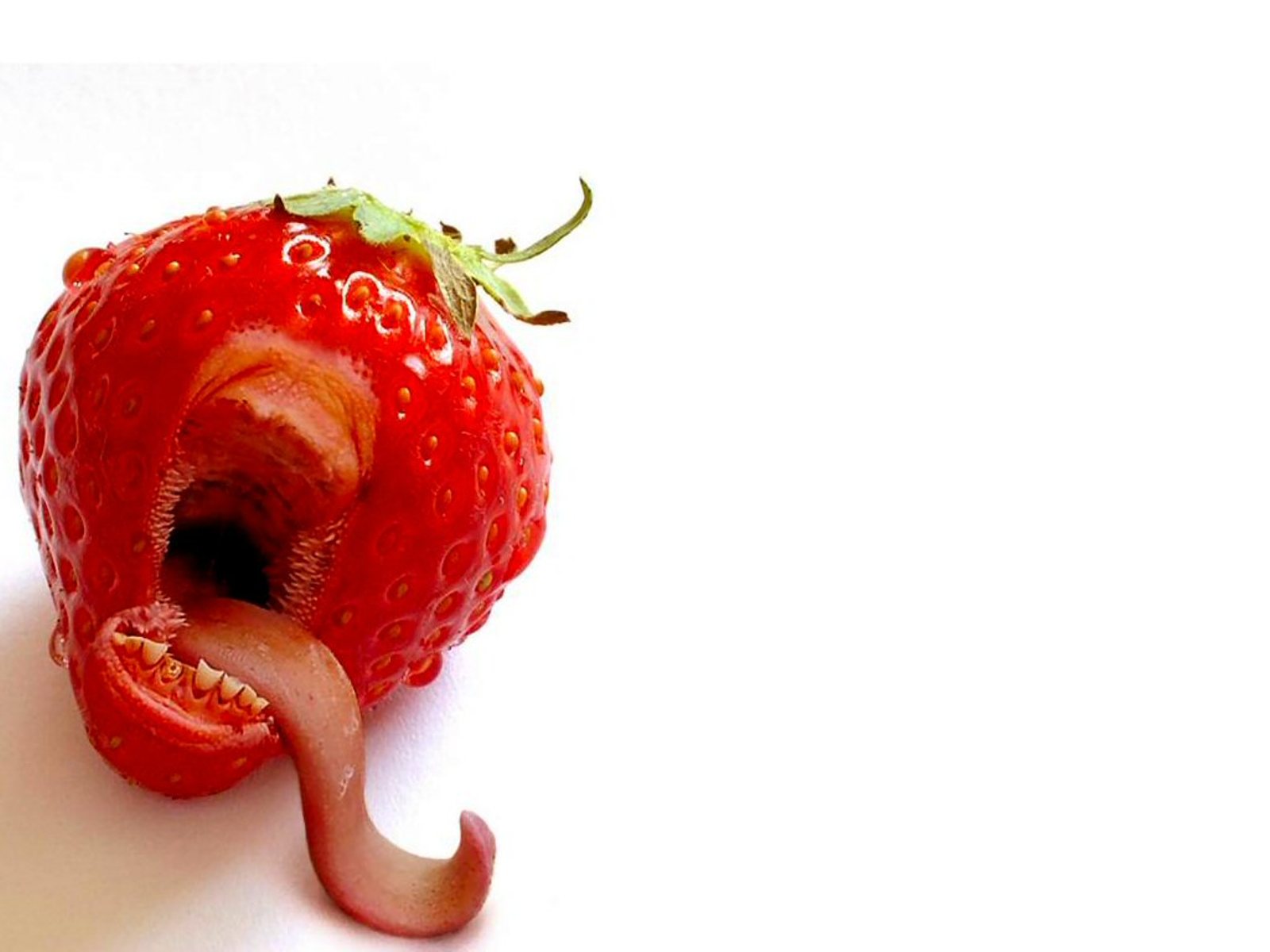 tongue, Strawberries Wallpaper
