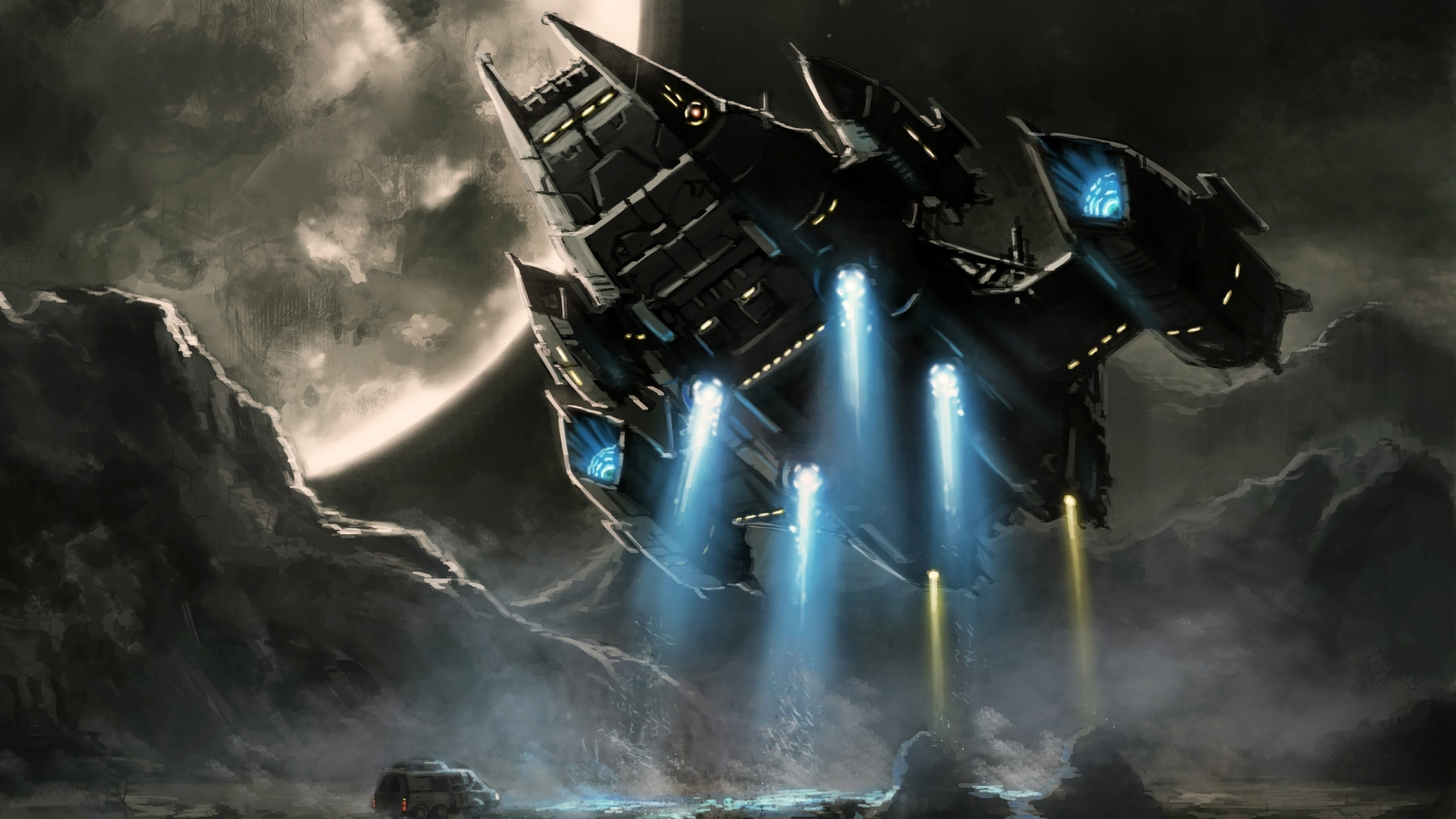 spaceship, Ship, Futuristic, Space, Art, Artwork Wallpaper