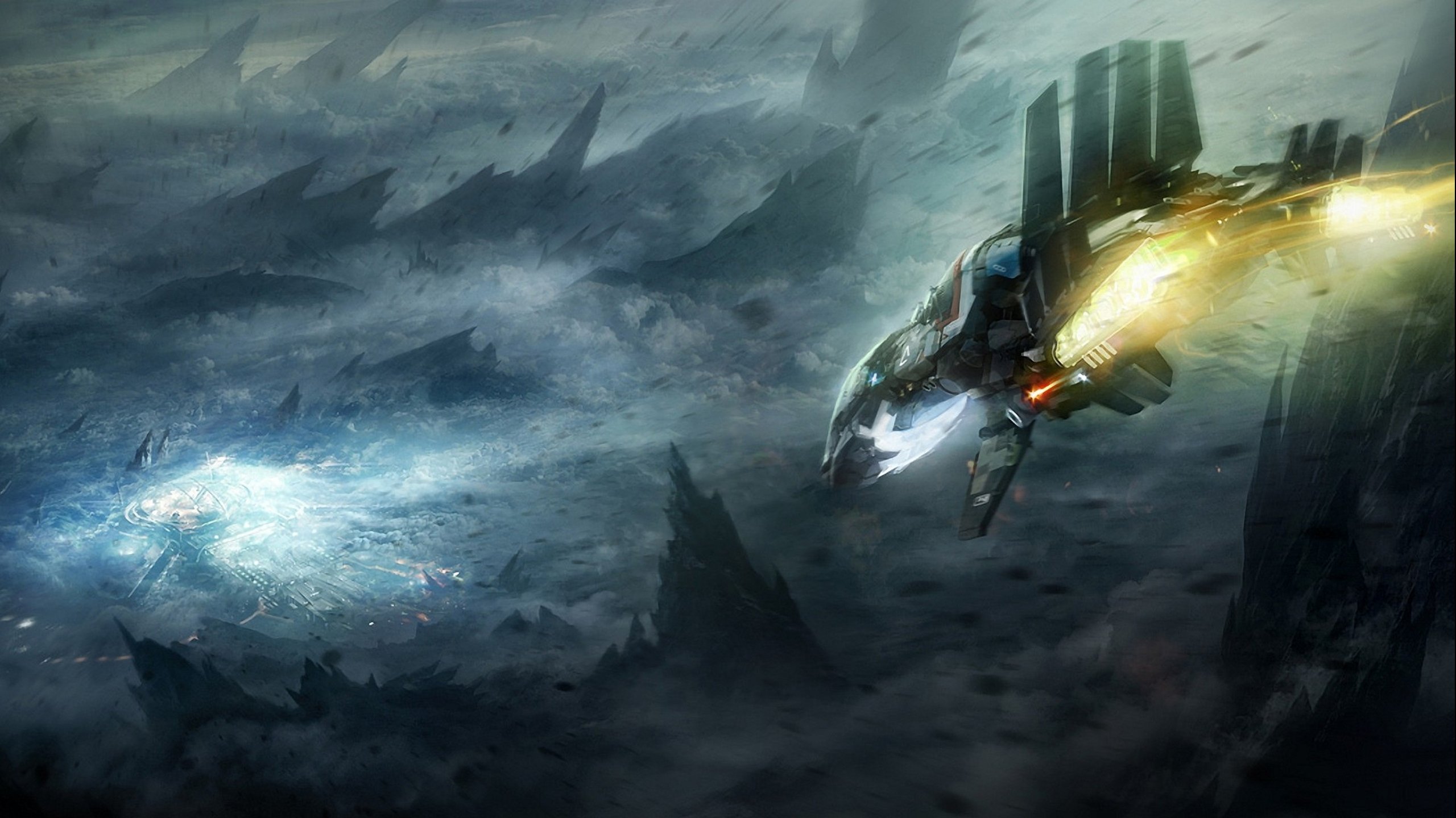 spaceship, Ship, Futuristic, Space, Art, Artwork Wallpaper