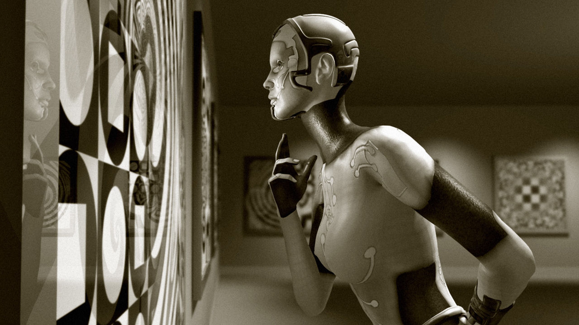 sepia, Robot, Girl, Science, Fiction Wallpaper
