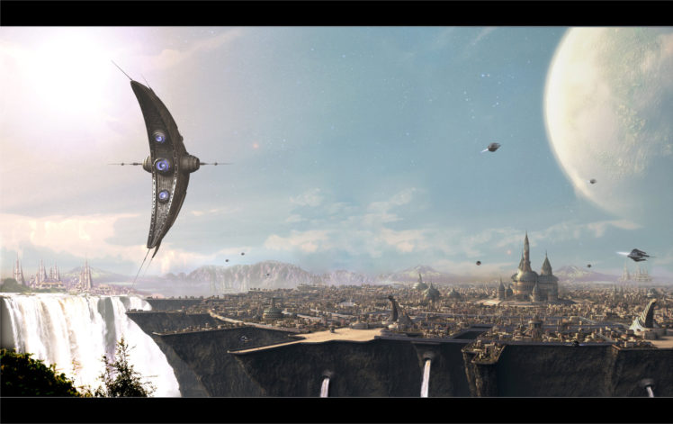 spaceship, City, Future HD Wallpaper Desktop Background