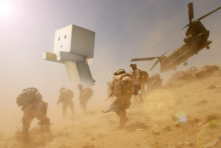 cardboard, Man, Military, War, Danbo, Humor HD Wallpaper Desktop Background