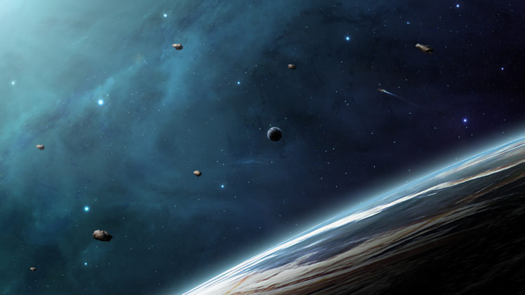 planet, Debris, Spaceship, Stars, Space HD Wallpaper Desktop Background
