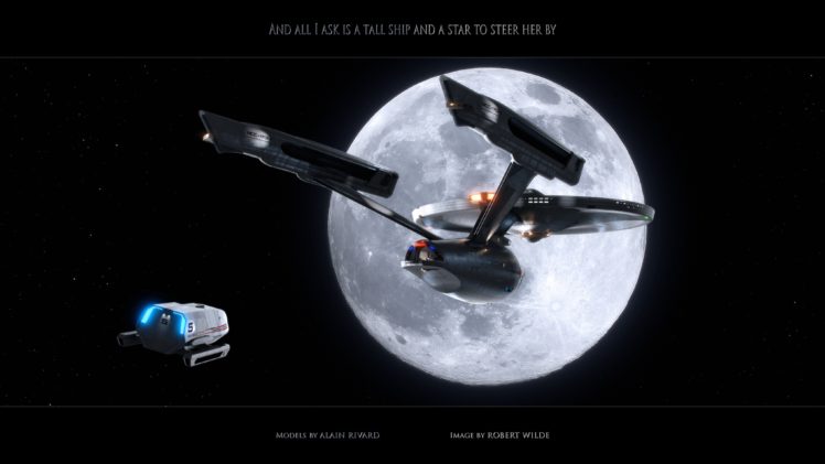 star, Trek, Starship, Enterprise, Spaceship, Moon, Stars, Shuttle HD Wallpaper Desktop Background