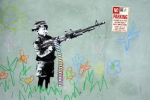 wall, Drawing, Boy, Weapons, Graffiti, Flowers, Anarchy, Sadic, Children
