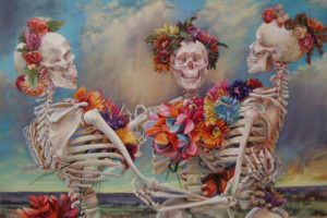 funny, Skeleton, Flower, Smile