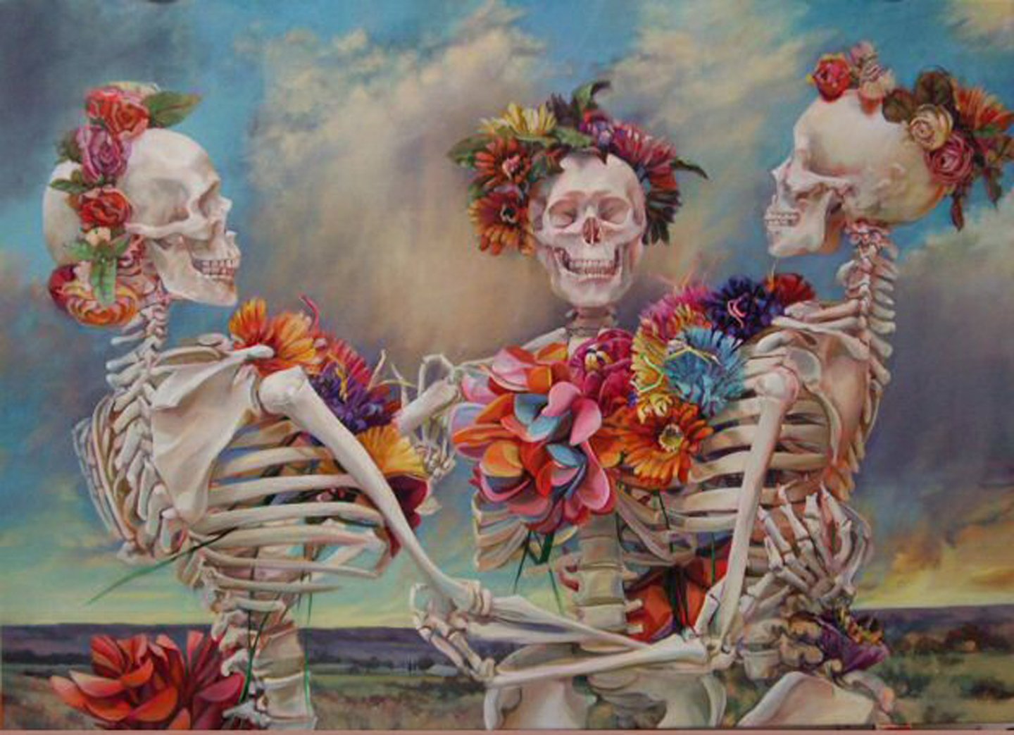 funny, Skeleton, Flower, Smile Wallpaper