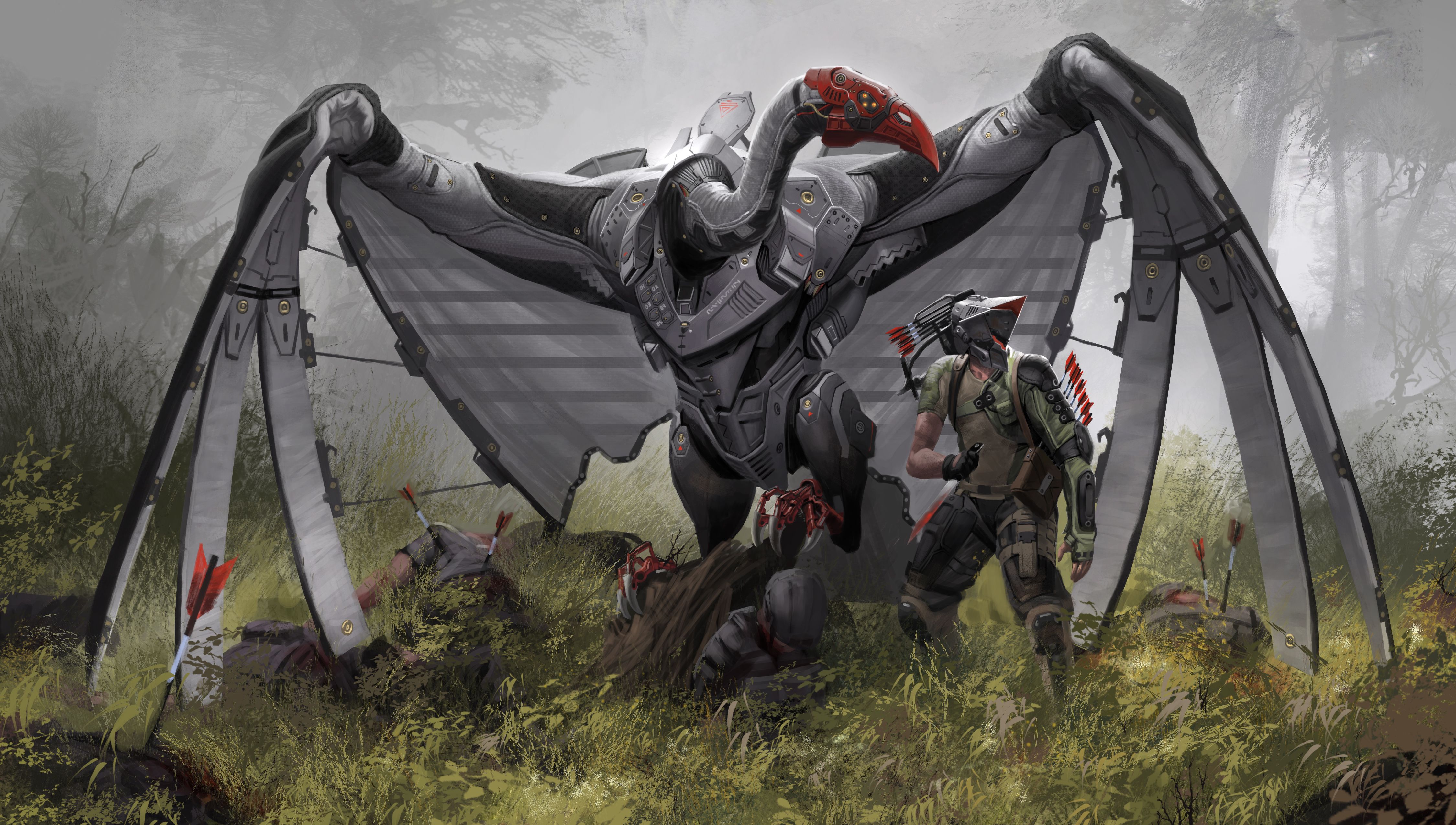 technics, Birds, Warriors, Fantasy, Cyborg, Cyborgs, Robot, Robots, Archer Wallpaper