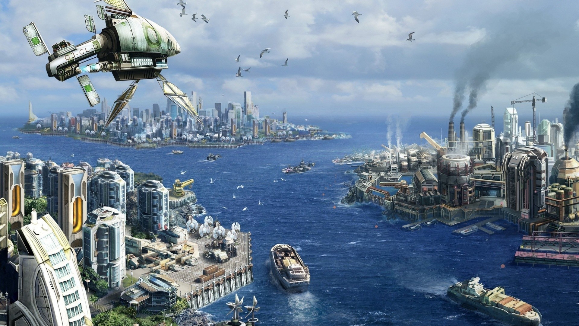 futuristic, City, Spaceship, Cities, Sci fi Wallpaper