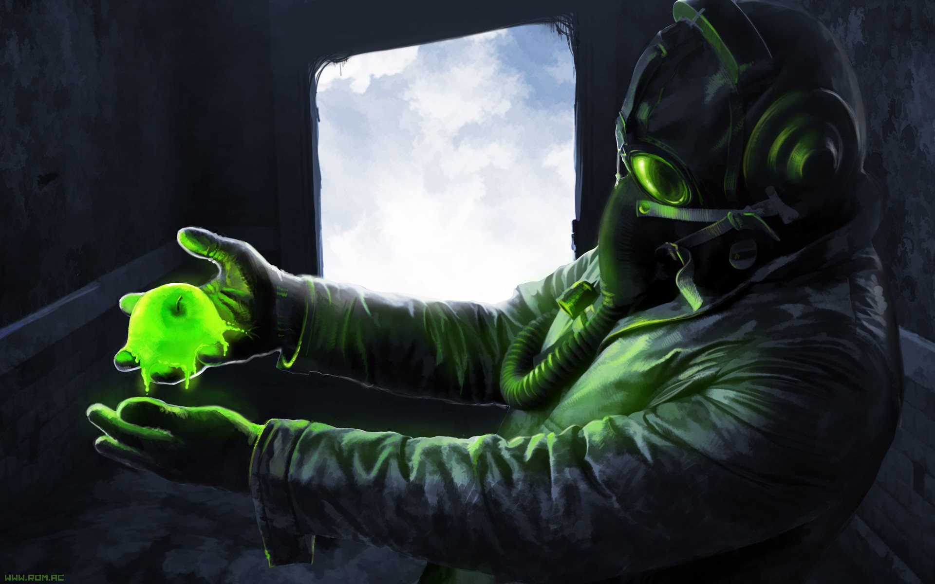 romantically, Apocalyptic, Drawing, Gas, Mask, Apple, Radioactive, Sci fi, Comics Wallpaper