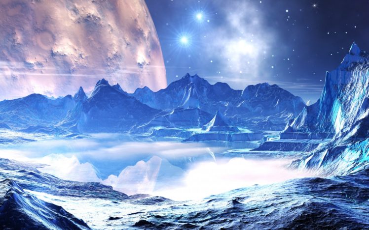 space, Stars, Planets, Water, Reflection HD Wallpaper Desktop Background