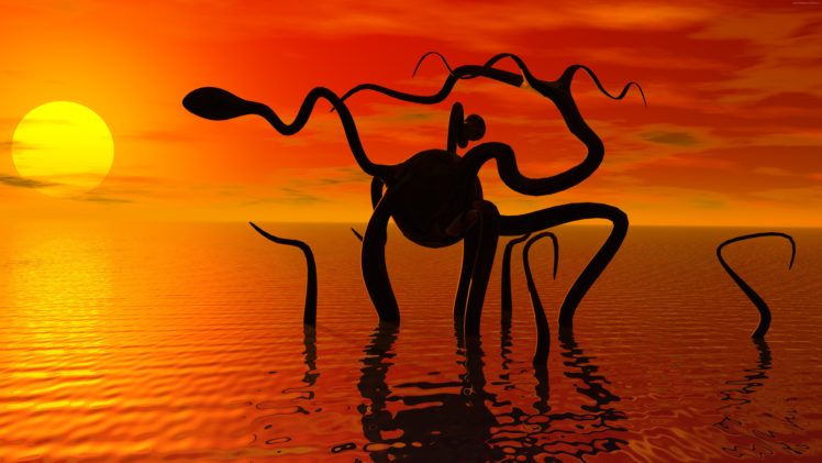 water, Monster, 2014, Sunset, Edition7688 HD Wallpaper Desktop Background